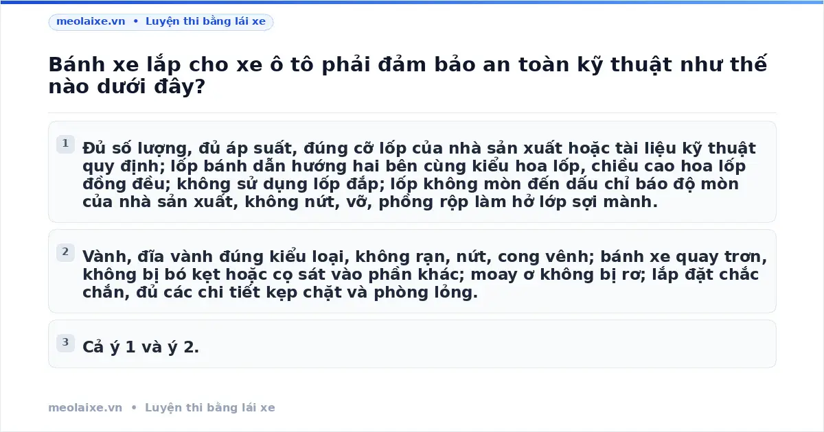 An Toàn Kỹ Thuật Bánh Xe Ô Tô: Điều Kiện Cần Và Đủ