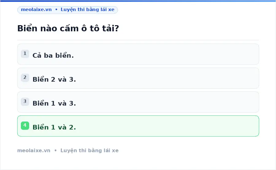 Biển nào cấm ô tô tải?