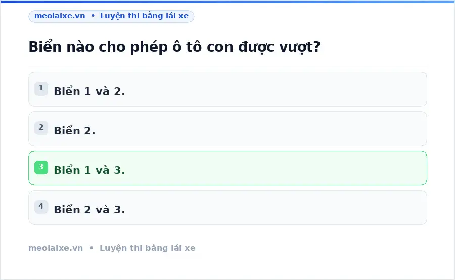 Biển nào cho phép ô tô con được vượt?