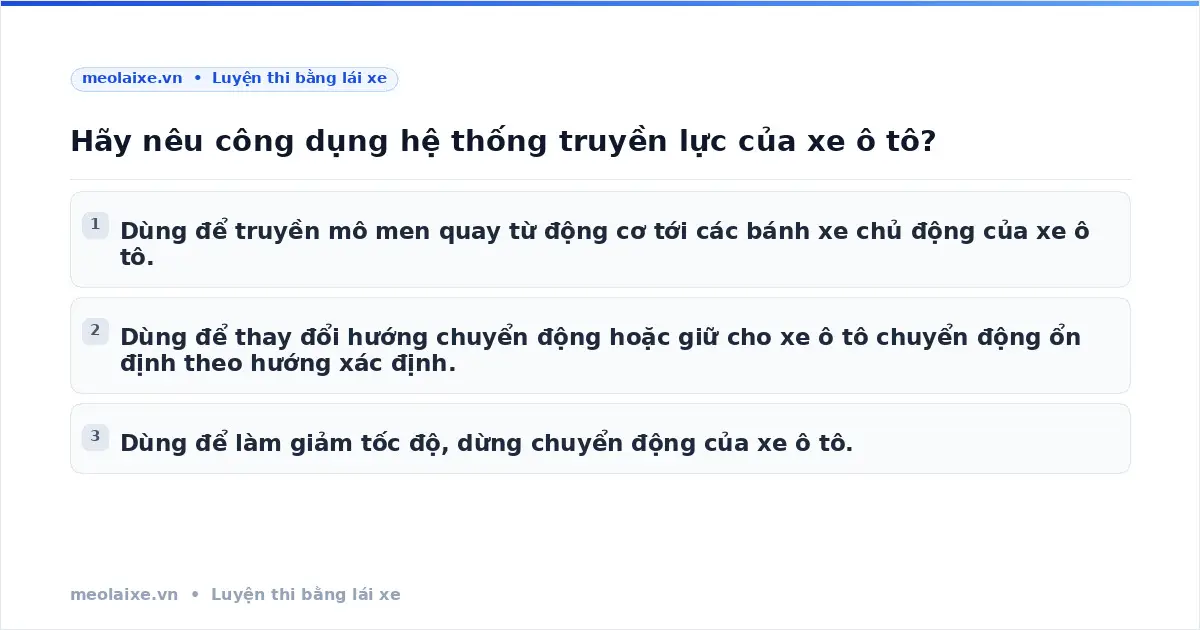 Hệ thống truyền lực ô tô: Công dụng và nguyên lý hoạt động