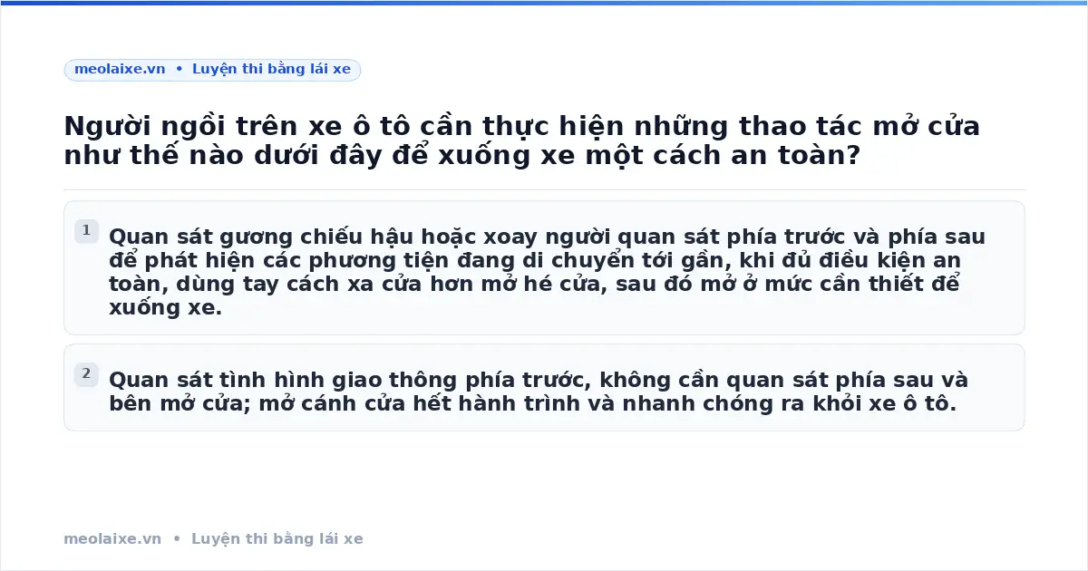 Mở Cửa Xe Ô Tô An Toàn: Kỹ Thuật Chuẩn Luật Giao Thông