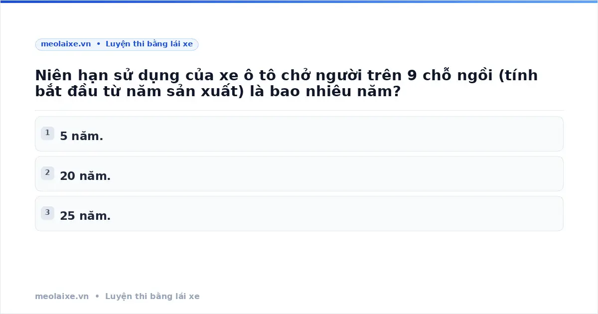 Niên hạn sử dụng của xe ô tô chở người trên 9 chỗ ngồi…